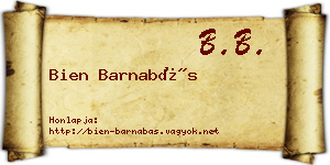 Bien Barnabás névjegykártya